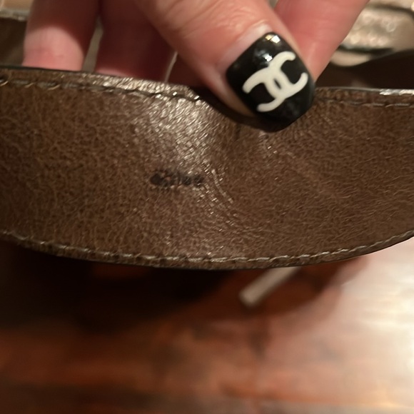 CHLOE Betty Taupe Suede Metallic Silver Overlay - Picture 13 of 17